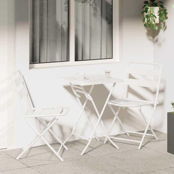 vidaXL Tuin Bistro Set 3 st Wit Staal, Tuin en Terras, Verzenden, Nieuw, Rvs, 3 zitplaatsen