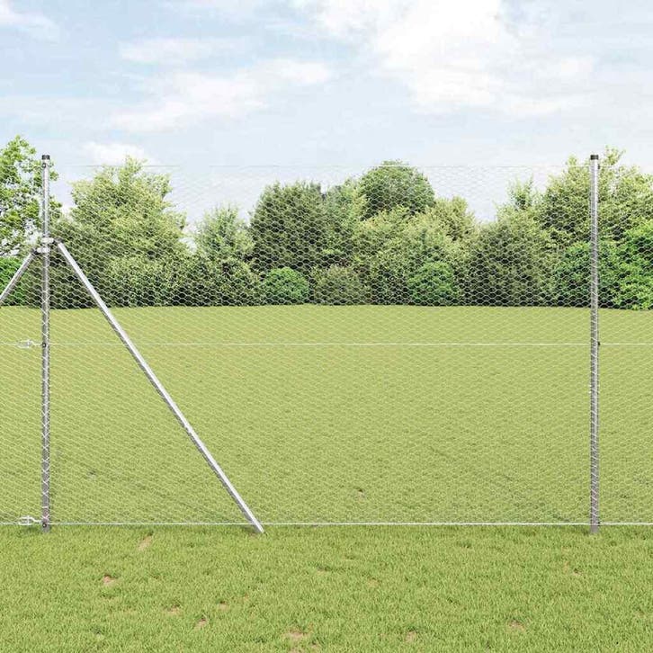 vidaXL Hexagon Hek Zilver 1,6 x 25 m Gegalvaniseerd staal, Tuin en Terras, Schuttingen, Nieuw, IJzer, Verzenden