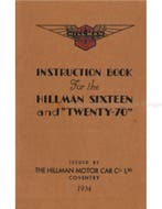 1934 HILLMAN SIXTEEN | TWENTY-70 INSTRUCTIEBOEKJE ENGELS, Auto diversen