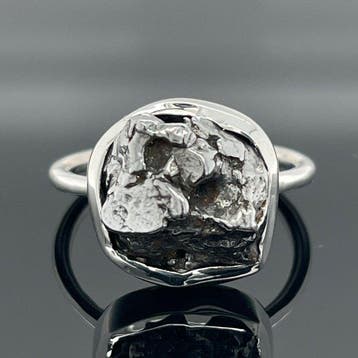 Zilver - Ring - Natuurlijke meteoriet