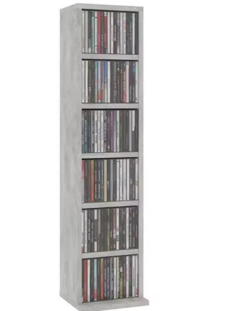 Cd Kast met 6 Open Vakken – Betongrijs, Huis en Inrichting, Kasten | Buffetkasten, Nieuw, Verzenden