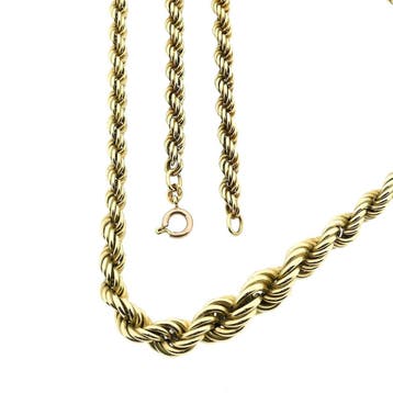 Gouden gedraaide schakelketting; 14 karaat; 51,5 cm, Ophalen of Verzenden, Gebruikt, Goud, Goud