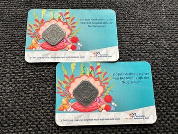Nederland. Coincard 5 Cent 1914 + 1940 110 jaar vierkante