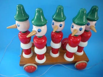 artigianale - Speelgoed pinocchio birillo - 1940-1950 -, Antiek en Kunst