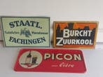 3 x Vintage blikken reclamebord Picon,Burcht zuurkool