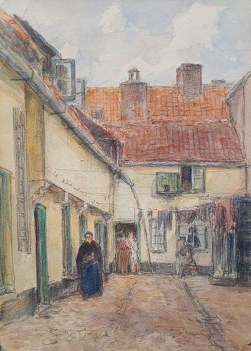 Henri Seghers (1848-1919) - Het drogen van de was -, Antiek en Kunst