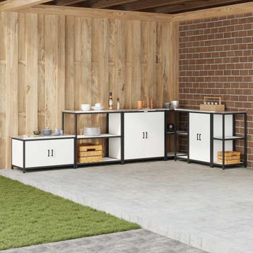 vidaXL Keukenplankeenheid HATTEM Wit 90 x 50 x 92 cm Staal, Verzenden, Nieuw, Wit
