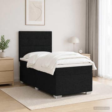 vidaXL Boxspringbed met matras met hoofdeinde Zwart 100 x, Verzenden, Nieuw, Eenpersoons, Zwart