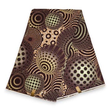 Afrikaanse wax print stof - Bruin Beige Cosmic Orb Pattern -, Ophalen of Verzenden, Nieuw
