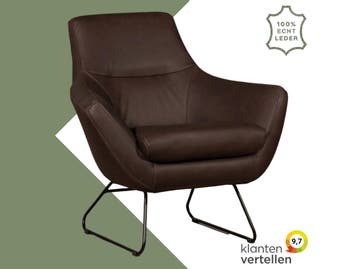 Leren fauteuil Fame - Rancho Brown (bruin), Nieuw, Ophalen of Verzenden, 75 tot 100 cm, Industrieel, Modern