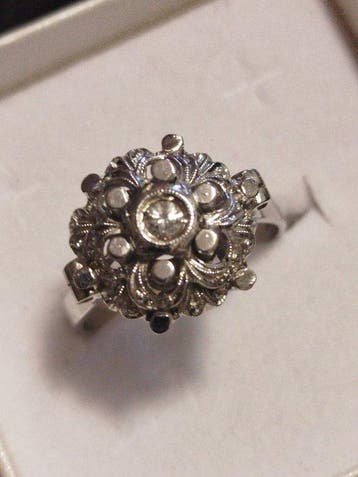 Ring - 18 karaat Witgoud - 0.07ct. tw. Diamant (Natuurlijk), Nieuw