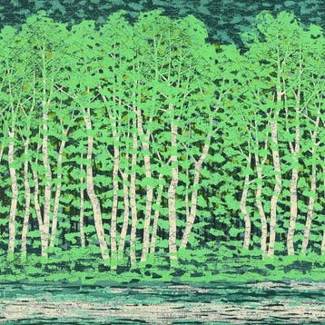 Original Woodblock Print - Shirakaba no Hayashi B, Antiek en Kunst