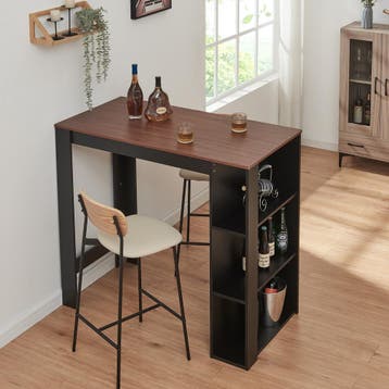 Bartafel Danderyd met 3 planken 120x60x105,5 cm zwart en wal, Verzenden, Nieuw