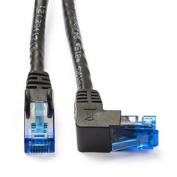 Netwerkkabel | Cat6a U/UTP | 10 meter (1x Haaks, Zwart), Verzenden, Nieuw