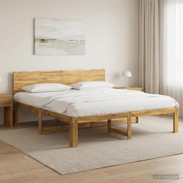 vidaXL Tweepersoonsbed met hoofdeinde ROSTOCK Wit 200 x 200, Huis en Inrichting, Verzenden, Wit, Hout, Nieuw