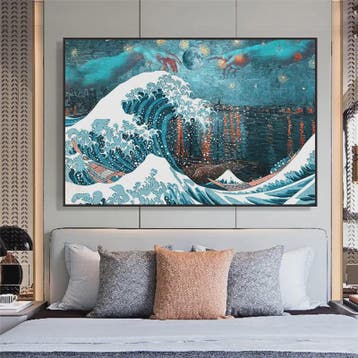Klassieke Japanse Hokusai 'Great Wave' Canvas Poster - Tijdl, Verzenden, Nieuw