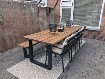 Houten eettafel op maat | Douglas Tuintafel / Industrieel, Ophalen of Verzenden, Nieuw, Rechthoekig, Hout