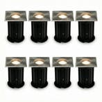 8-Stuks | LED Grondspot GU10 vierkant | Athens | RVS | IP66, Nieuw, Ophalen of Verzenden, Modern, Led
