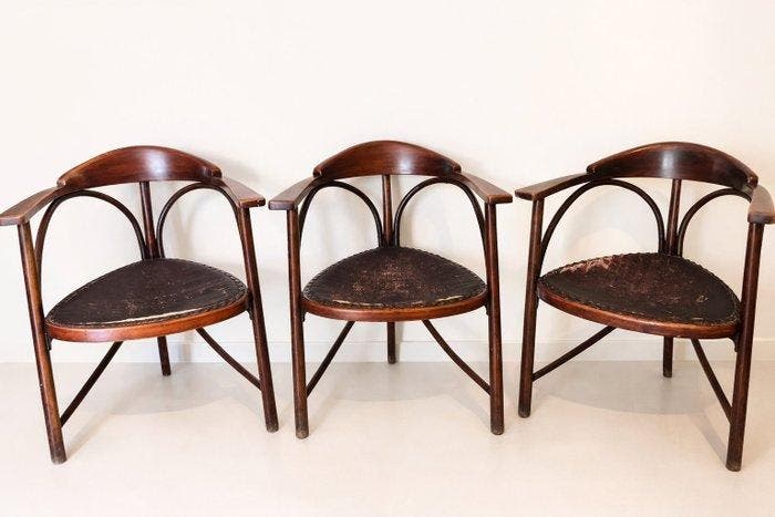 Thonet - Fauteuil (3) - Gebogen houten fauteuil - Beuken -, Antiek en Kunst, Kunst | Designobjecten