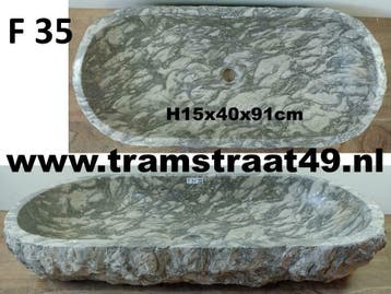 Grijs / wit marmer wastafels | trog wasbak | lange wasbakken, Nieuw, Wasbak of Wastafel, 25 tot 50 cm, 50 tot 100 cm