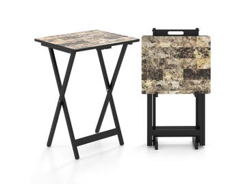 Coast 4-Delige Klaptafelset 48x40x67 cm Zwart – Houten TV-, Verzenden, Nieuw