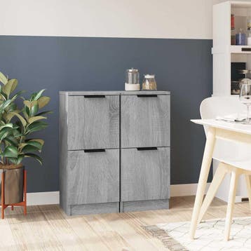 vidaXL Dressoirs 2 st 30x30x70 cm bewerkt hout grijs sonoma, Minder dan 50 cm, Verzenden, Nieuw, 25 tot 50 cm
