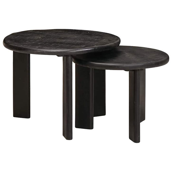 vidaXL Nest Koffietafels 2 pcs Wit Massief Mango Hout, Huis en Inrichting, Tafels | Salontafels, Nieuw, 50 tot 100 cm, Overige houtsoorten