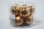 9 kerstballen amandel glans-mat 60 mm, Verzenden, Nieuw
