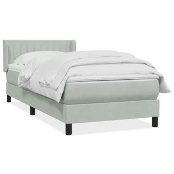 vidaXL Boxspring met matras fluweel lichtgrijs 90x220 cm, Eenpersoons, Verzenden, Nieuw, Stof