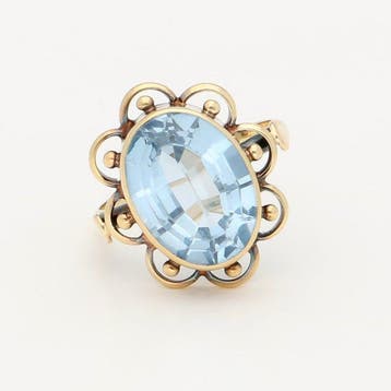 Ring - 14 karaat Geel goud Aquamarijn, Nieuw