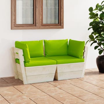 vidaXL Tuinbank 2-zits met kussens pallet vurenhout, Verzenden, Nieuw, Hout