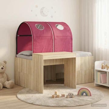 vidaXL Bed met Tunnel 3 st Sonoma eiken en rood Bewerkt hout, Verzenden, Nieuw, Bruin, Hout