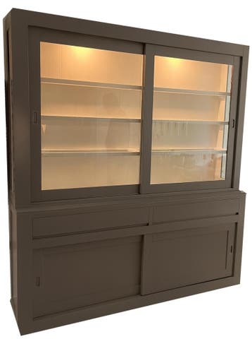 Grijze strakke buffetkast Petten 200cm led verlichting, Huis en Inrichting, Kasten | Buffetkasten, Ophalen of Verzenden, Nieuw
