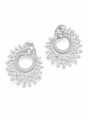 Cocktail oorbellen - 18 karaat Witgoud - 3.25ct. tw. Diamant