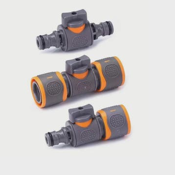 3-delige 16mm Tuinslang Koppeling met Afsluiter - Snelkoppel, Verzenden, Nieuw