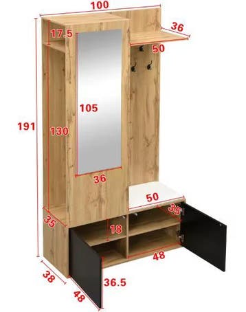 Moderne halmeubelset met spiegel en schoenenkast, Verzenden, Nieuw