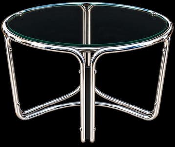 Eettafel - Chroom, Glas - Ronde chroomtafel uit de jaren