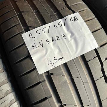 2 x Hankook Ventus S1 Evo3 255-45-18 Zomerbanden 4,5mm, Auto-onderdelen, Banden en Velgen, 18 inch, Gebruikt, 255 mm, Ophalen of Verzenden