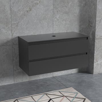 Het hangende wastafelmeubel 100cm mat zwart, Verzenden, Nieuw