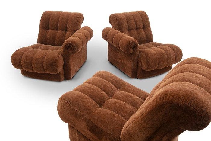 Sofa - Fluweel - Modulaire tweezitsbank en fauteuil, Antiek en Kunst, Kunst | Designobjecten