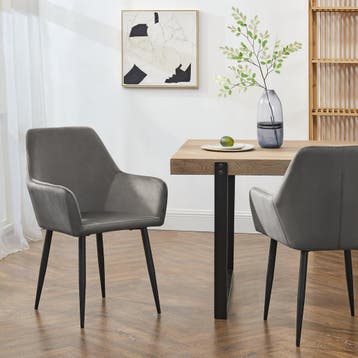 Eetkamerstoel Hollola set van 2 donkergrijs [en.casa], Verzenden, Nieuw