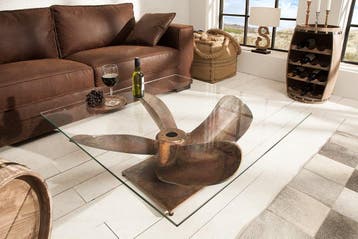 Maritieme salontafel OCEAN L 85cm antiek koper met, Huis en Inrichting, Ophalen of Verzenden, Nieuw