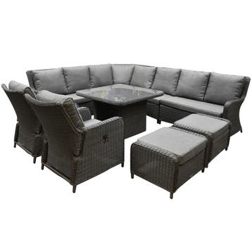 Bilbao premium dining loungeset 9 delig antraciet wicker, Ophalen of Verzenden, Nieuw, Wicker