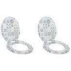 vidaXL Zachte sluit toiletbril 2 pcs Blauw en Wit Porselein, Verzenden, Nieuw