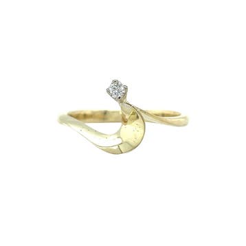 Gouden ring met diamant 14 karaat, Verzenden, Zo goed als nieuw, Goud