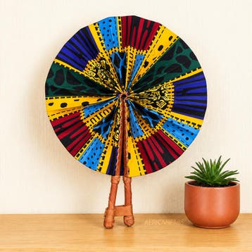 Afrikaanse handwaaier - Ankara print waaier - Multicolor Aku, Ophalen of Verzenden, Nieuw