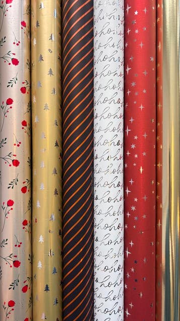 Inpakpapier  Kerst Luxe Set van 6 Rollen Goud Rood Wit Zwart, Diversen, Kerst, Ophalen of Verzenden, Nieuw