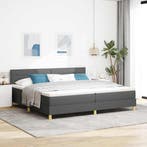 vidaXL Boxspringbed met kussen Donkergrijs 200 x 200 cm Stof, Verzenden, Nieuw, Grijs, Stof