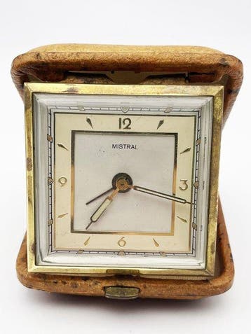 Reisklok - mistral - Mid-century modern Messing - 1950-1960, Antiek en Kunst, Antiek | Klokken