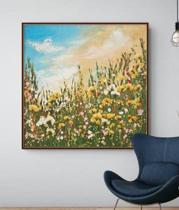 Irina Morisch - joyful time -square floral artwork-